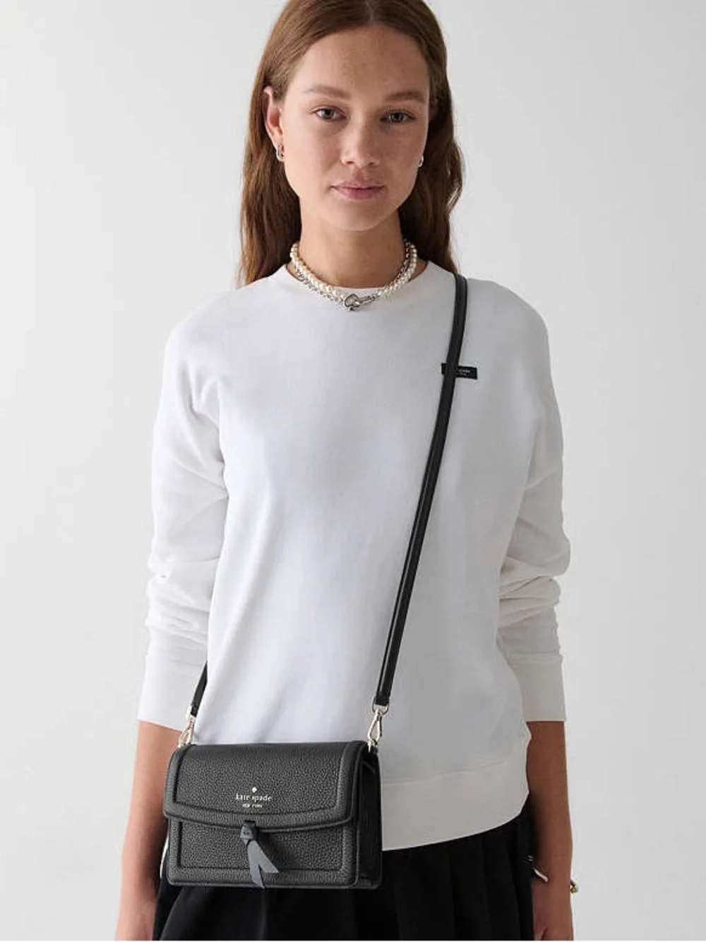 Kate Spade Knott Mini Pebbled Leather Black Crossbody Tassel Bag EUC